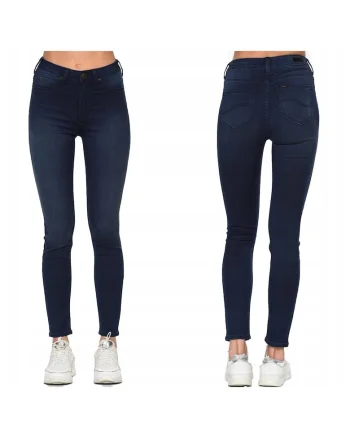 Blugi Dama,  Skyler, W24-L31 US, Bumbac, Zipper, Lung, 5 Buzunare 2 Mari 2 Medii Exterioare 1 Mic Interior, Talie Inalta, Albastru