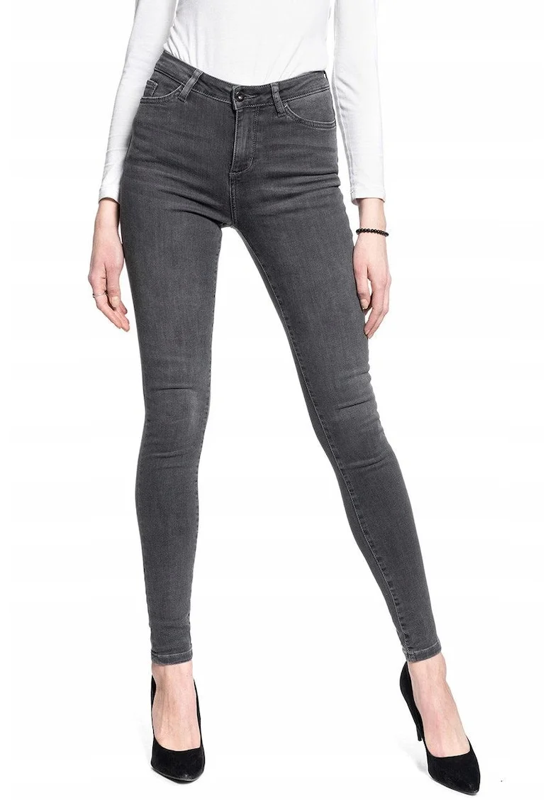 Blugi Dama,  Zoe, W26-L32 US, Bumbac, Fermuar, Lung, 39 Buzunare 2 Mari 2 Medii Exterioare 1 Mic Interior, Talie Inalta, Gri