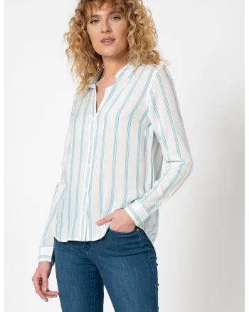 Camasa cu model in dungi, Alb/Albastru