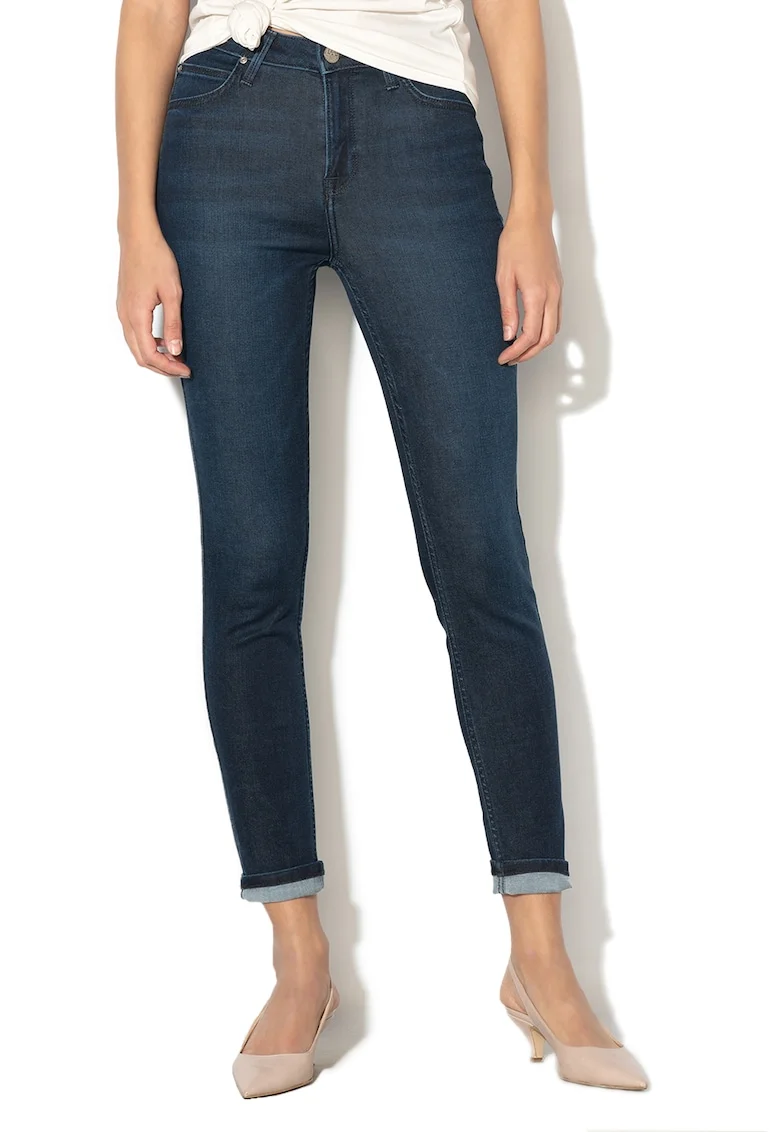Blugi skinny cu talie inalta Scarlett, Bleumarin