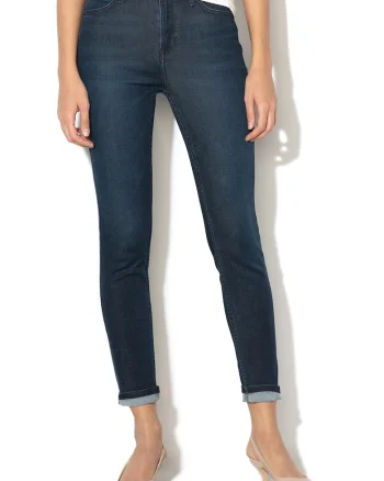 Blugi skinny cu talie inalta Scarlett, Bleumarin