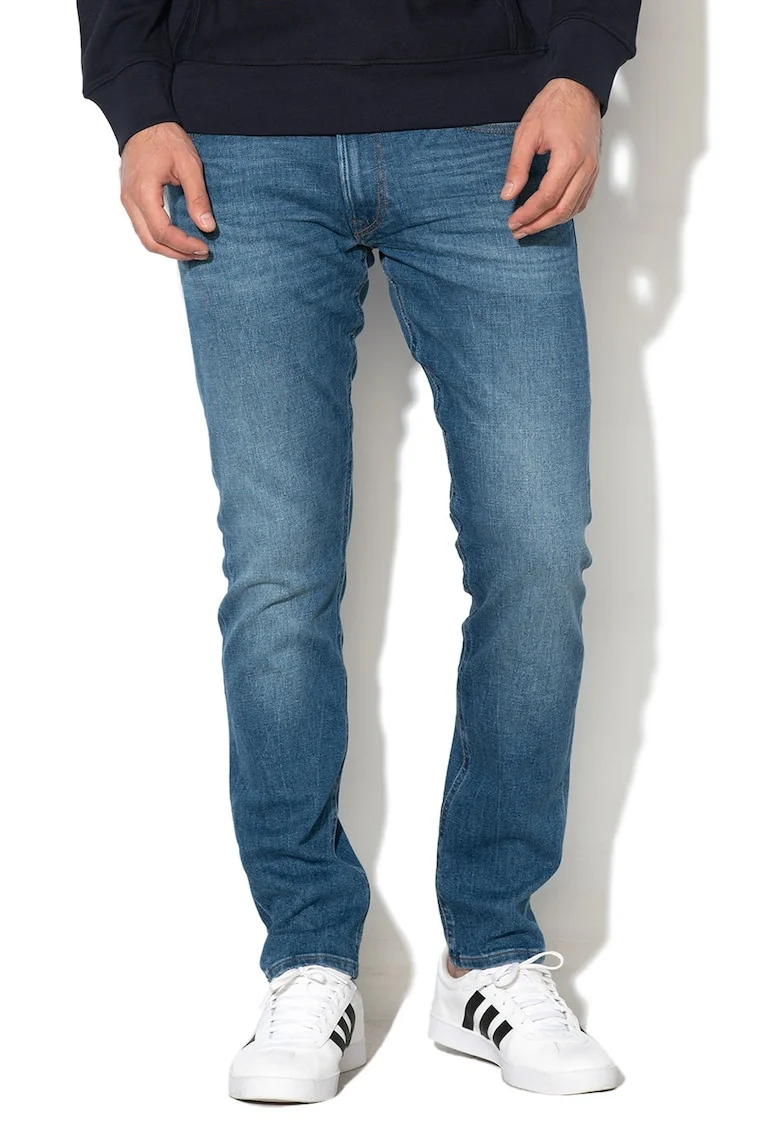 Blugi slim fit cu aspect decolorat Luke, Albastru