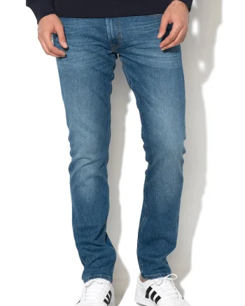Blugi slim fit cu aspect decolorat Luke, Albastru