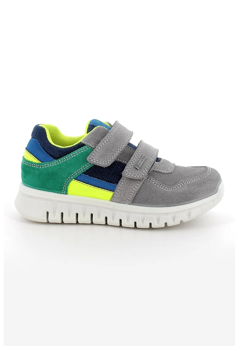 Pantofi sport cu tehnologie Gore-Tex si piele intoarsa, Verde/Albastru royal/Gri