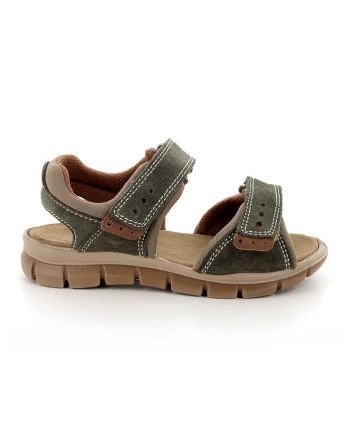 Sandale din piele intoarsa si material textil cu inchidere velcro