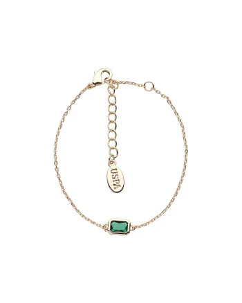 Bratara decorata cu zirconia, Auriu/Verde aquamarin