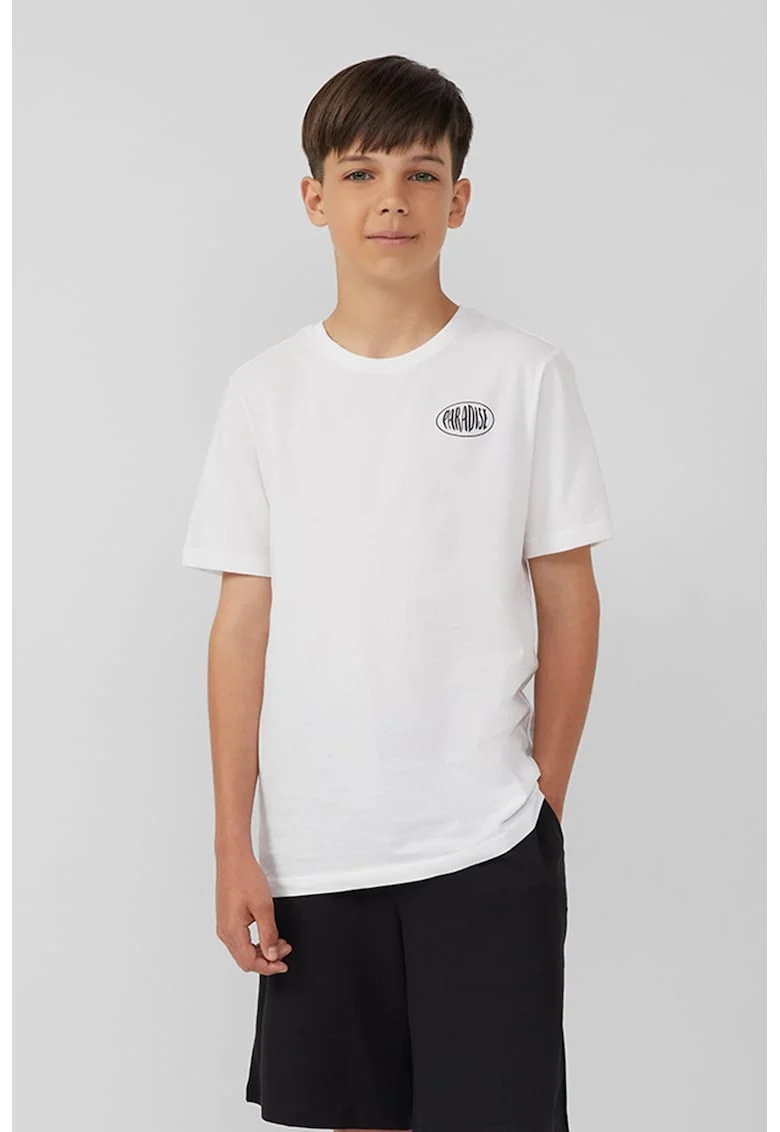 Tricou de bumbac cu imprimeu pe spate, Portocaliu/Negru stins/Alb optic