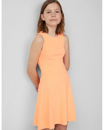 Rochie midi cu croiala evazata, Roz fandango/Portocaliu pal/Alb murdar