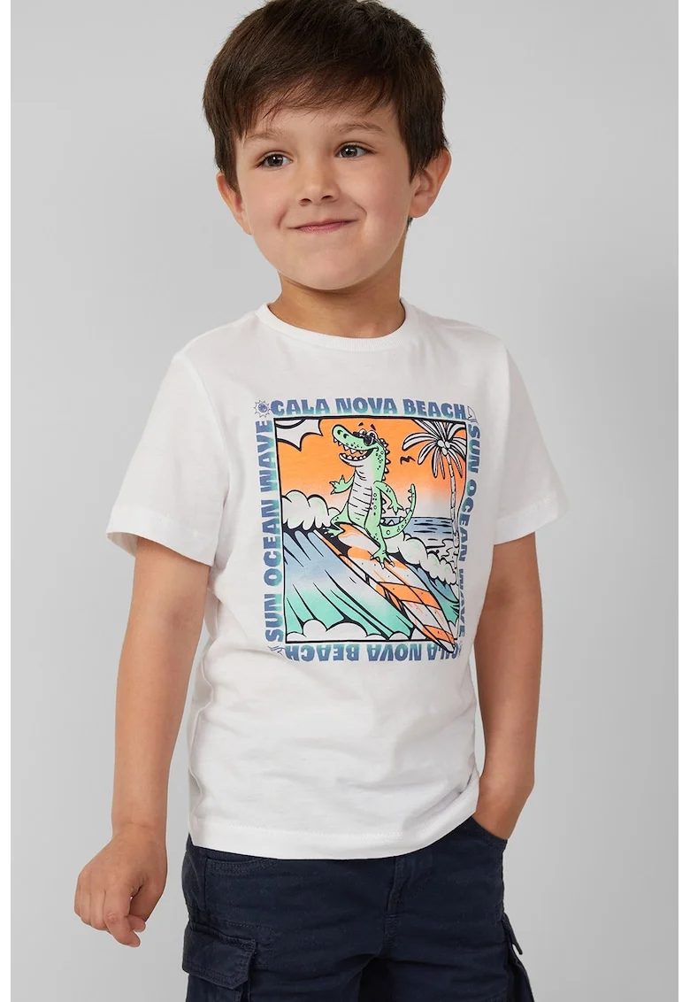 Tricou regular-fit cu imprimeu grafic, Portocaliu/Albastru inchis/Alb optic