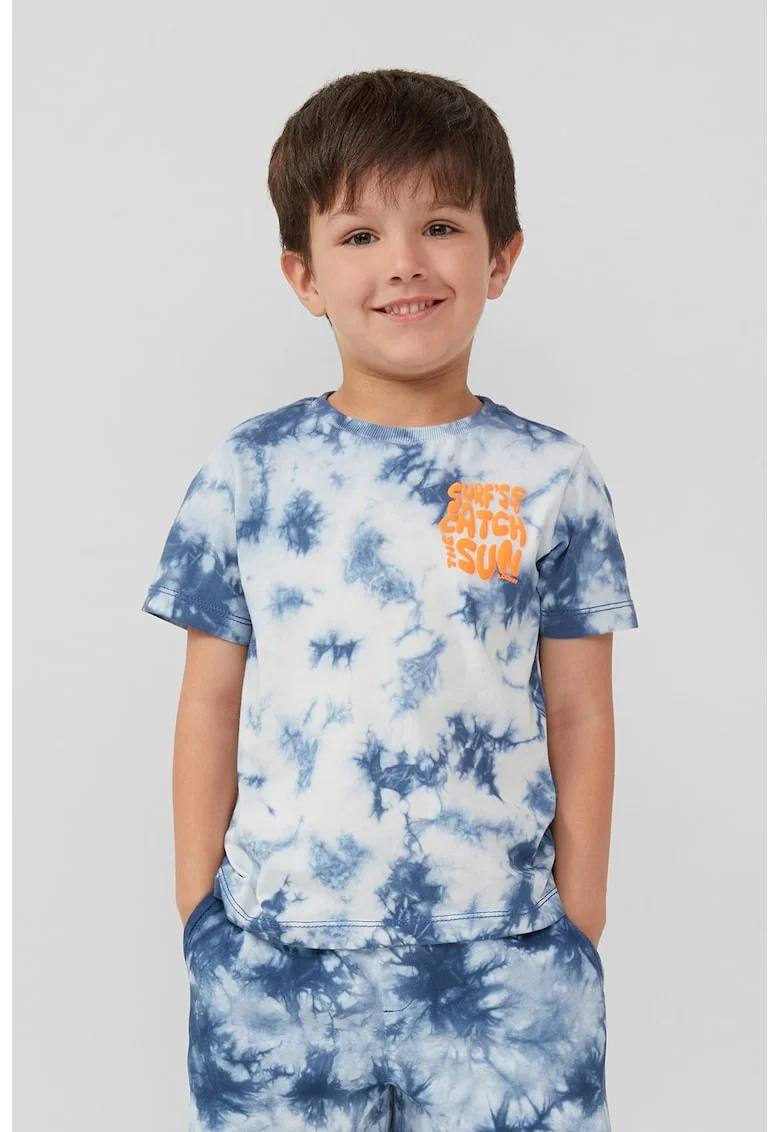 Tricou regular-fit cu model tie-dye, Portocaliu/Albastru inchis/Alb optic