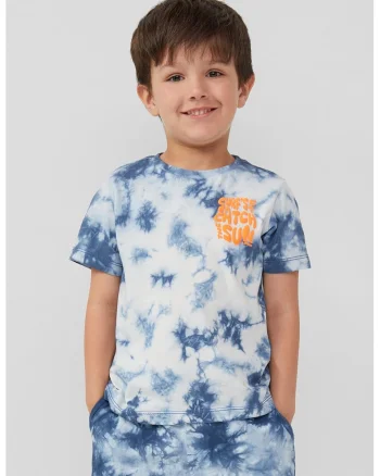 Tricou regular-fit cu model tie-dye, Portocaliu/Albastru inchis/Alb optic