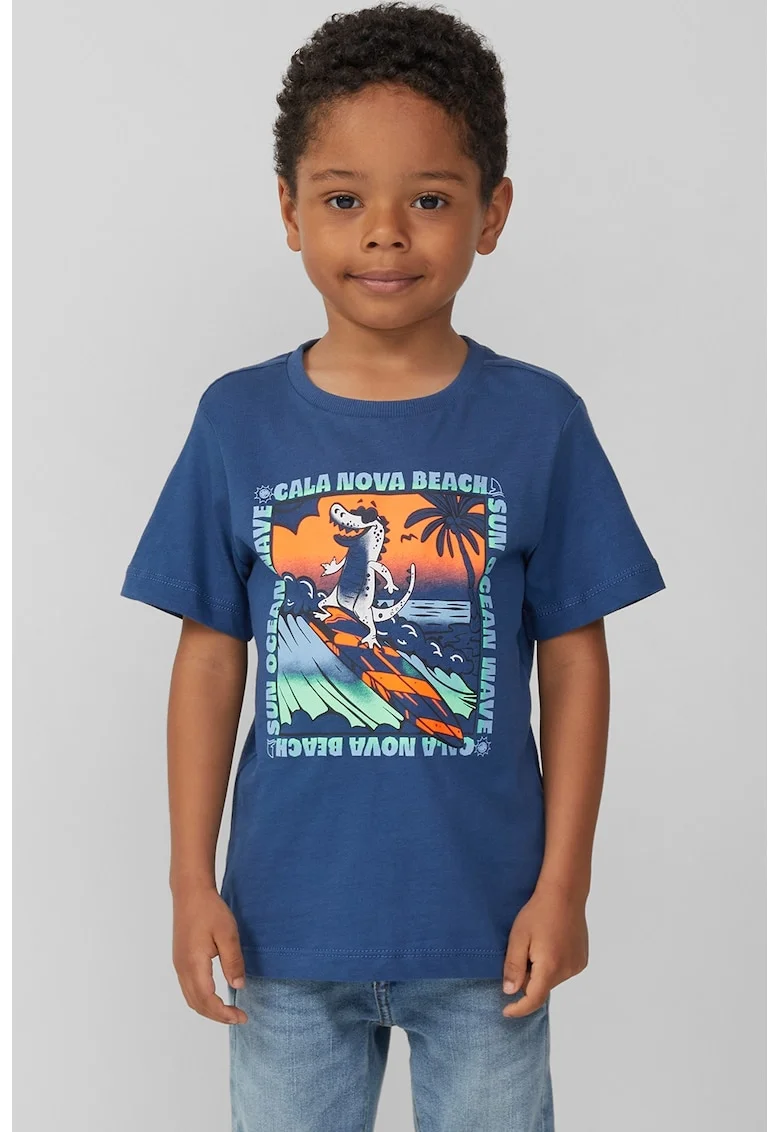 Tricou regular-fit cu imprimeu grafic, Portocaliu/Albastru inchis/Albastru glaciar