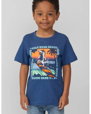 Tricou regular-fit cu imprimeu grafic, Portocaliu/Albastru inchis/Albastru glaciar