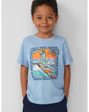 Tricou regular-fit cu imprimeu grafic, Albastru pastel/Portocaliu