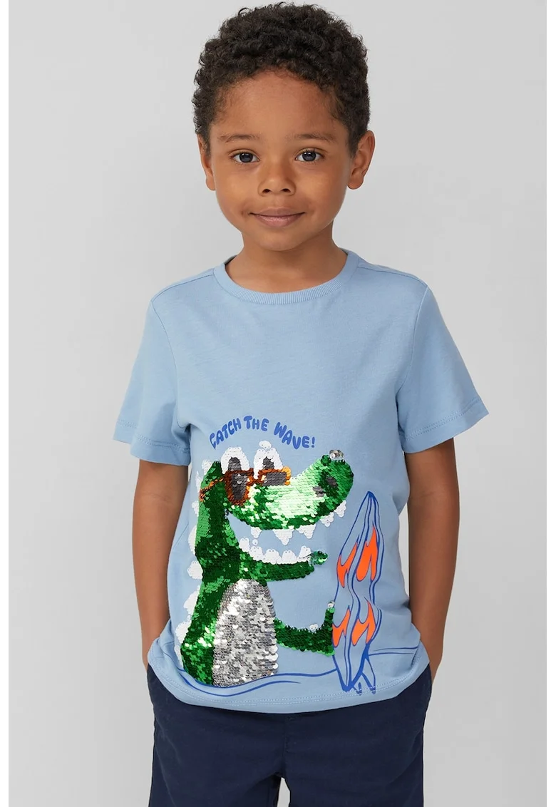 Tricou regular-fit cu imprimeu grafic, Verde/Albastru pastel/Portocaliu