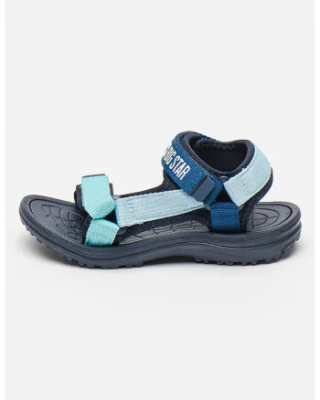 Sandale cu velcro, Albastru aquamarin/Bleumarin