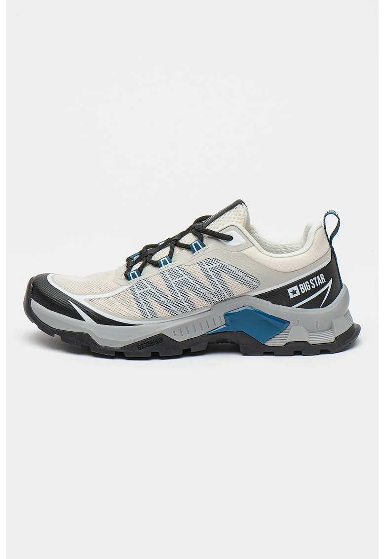 Pantofi sport cu insertii de plasa, Negru/Gri/Bej deschis