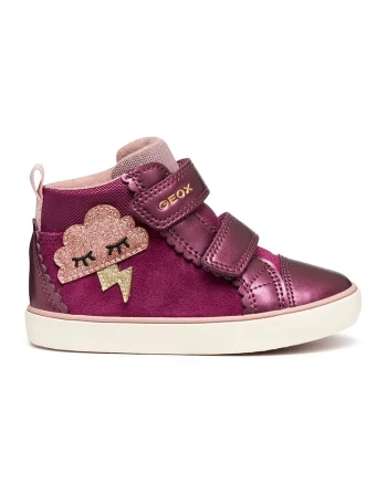 Pantofi sport cu inchidere velcro dubla si segmente din piele intoarsa, Violet