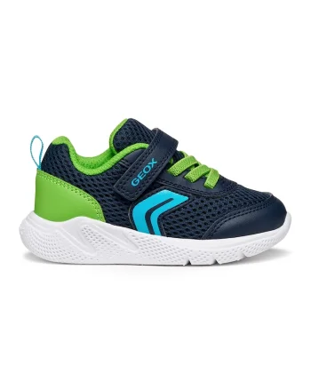 Pantofi sport Sprintye din plasa si insertii din piele ecologica, Verde electric/Bleumarin