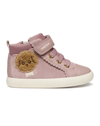 Pantofi sport mid-cut cu inchidere velcro si garnituri din piele intoarsa, Maro/Roz prafuit