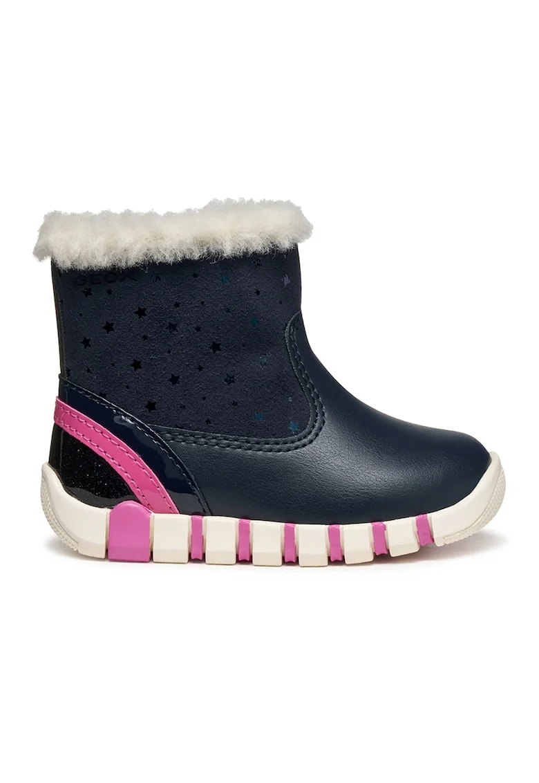 Ghete din piele ecologica, Fucsia/Bleumarin