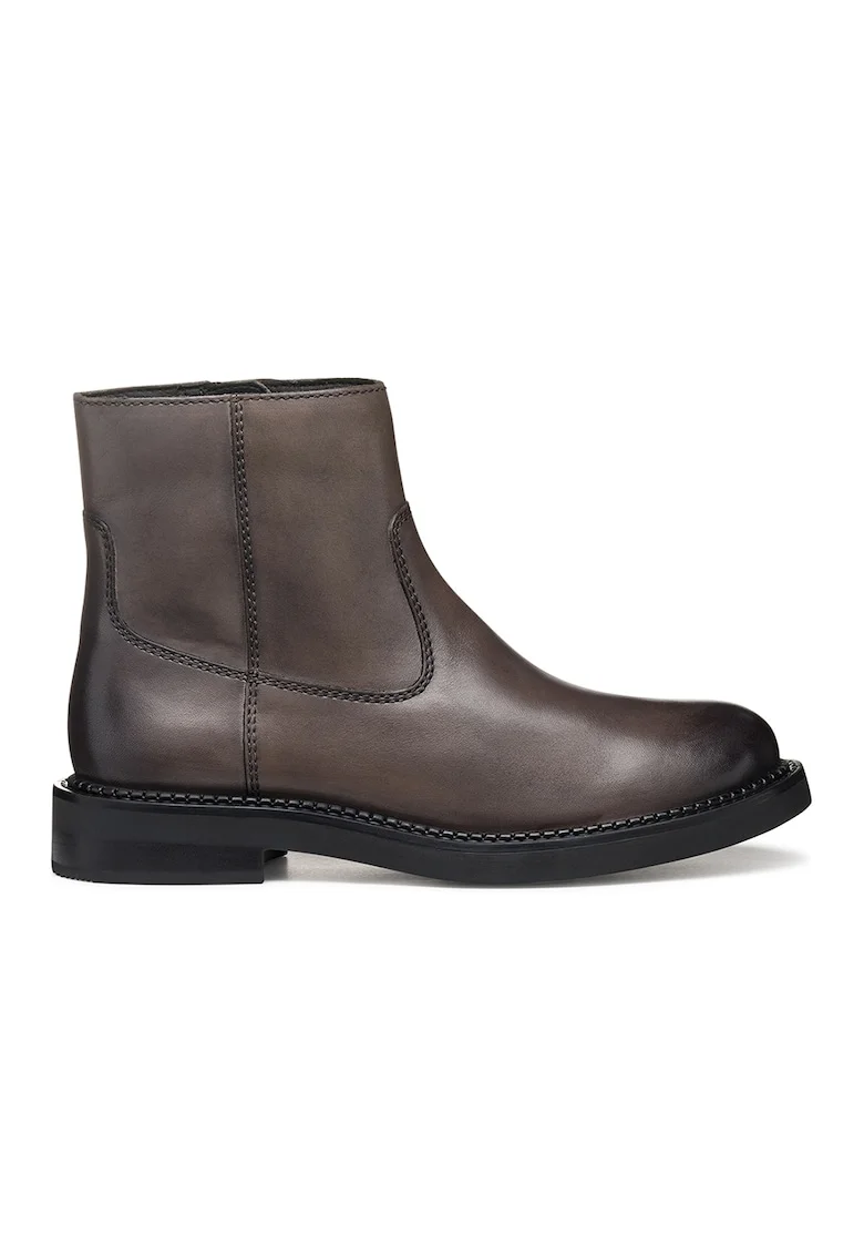 Ghete de piele cu fermoar, Maro taupe