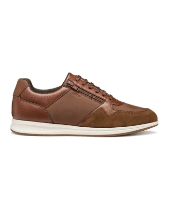 Pantofi sport cu insertii de piele intoarsa, Maro scortisoara