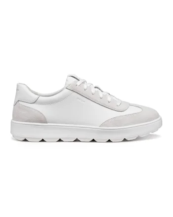Pantofi sport de piele si piele intoarsa, Alb