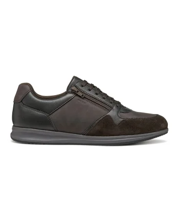 Pantofi sport cu insertii de piele intoarsa, Maro inchis