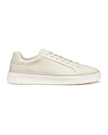 Pantofi sport low-cut de piele, Alb fildes