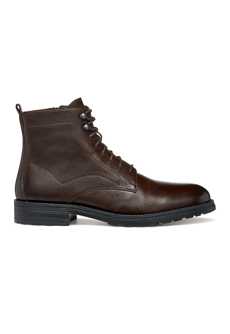 Ghete de piele cu fermoar, Maro cognac