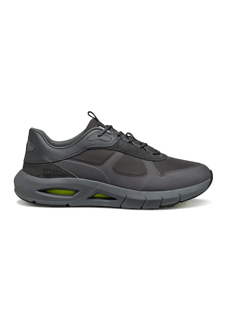 Pantofi sport low-cut cu garnituri de piele, Gri inchis