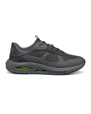 Pantofi sport low-cut cu garnituri de piele, Gri inchis