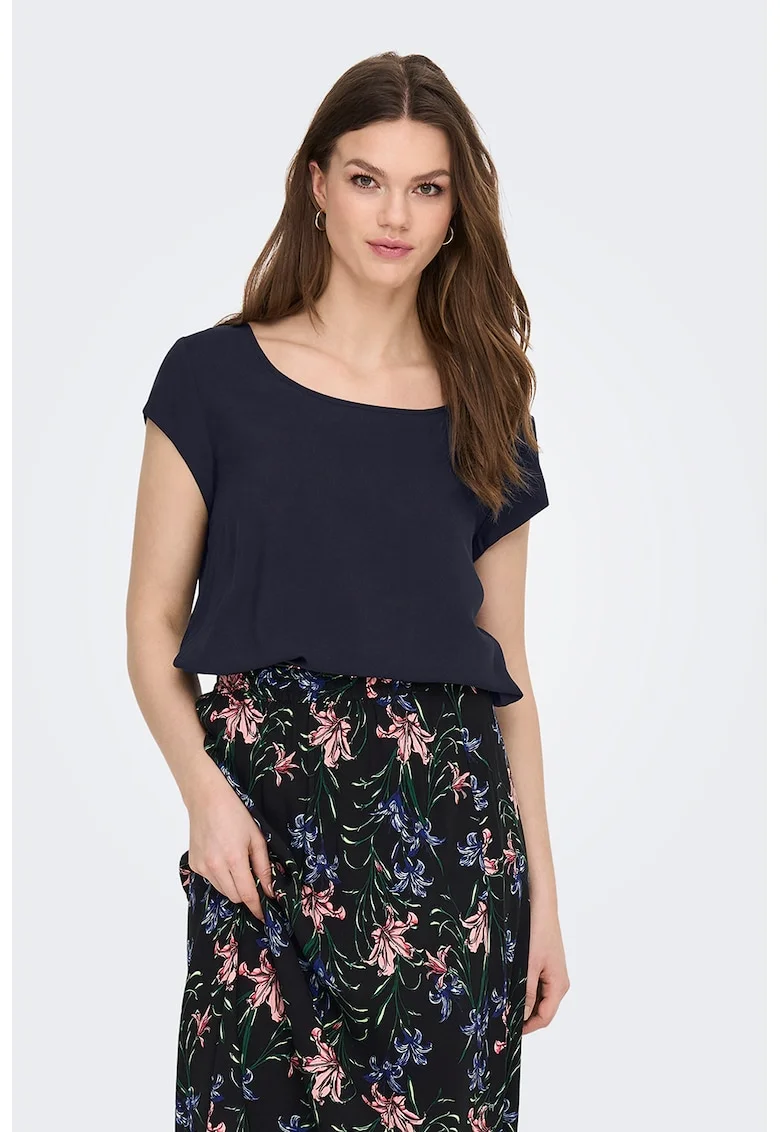Bluza vaporoasa cu maneci scurte Nova, Albastru ultramarin