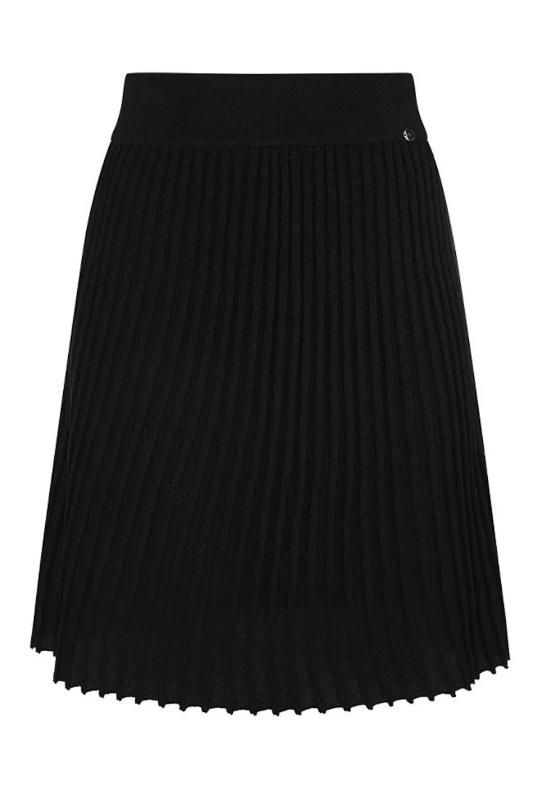 Fusta plisata cu talie elastica, Negru