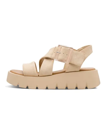 Sandale flatform cu catarama, Maro nisip