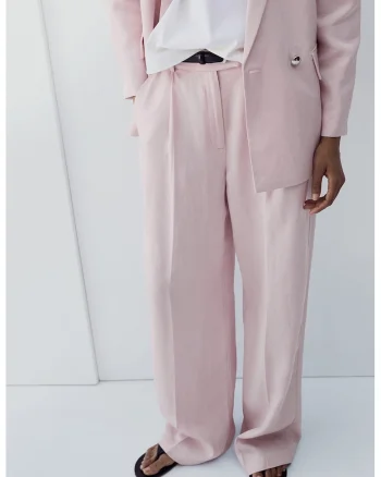 Pantaloni drepti eleganti, Roz prafuit