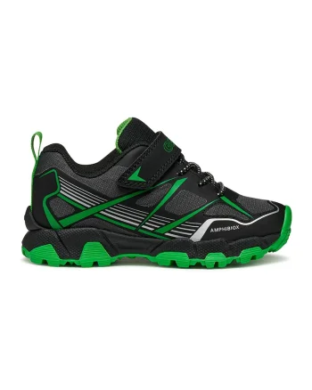 Pantofi sport impermeabili cu velcro, Negru/Gri/Verde lime