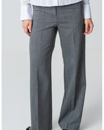 Pantaloni de lana cu croiala ampla, Gri inchis
