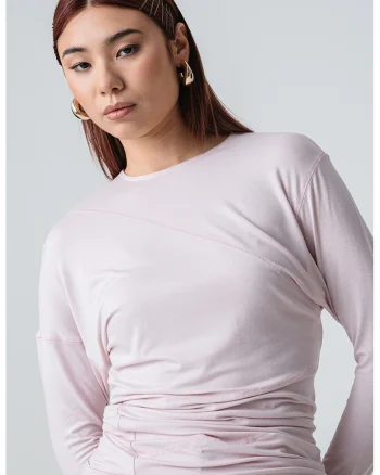 Bluza cu volane Loira, Roz pastel