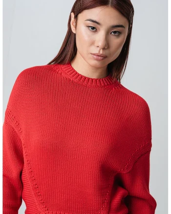 Pulover cu maneci cazute, Rosu vermillion
