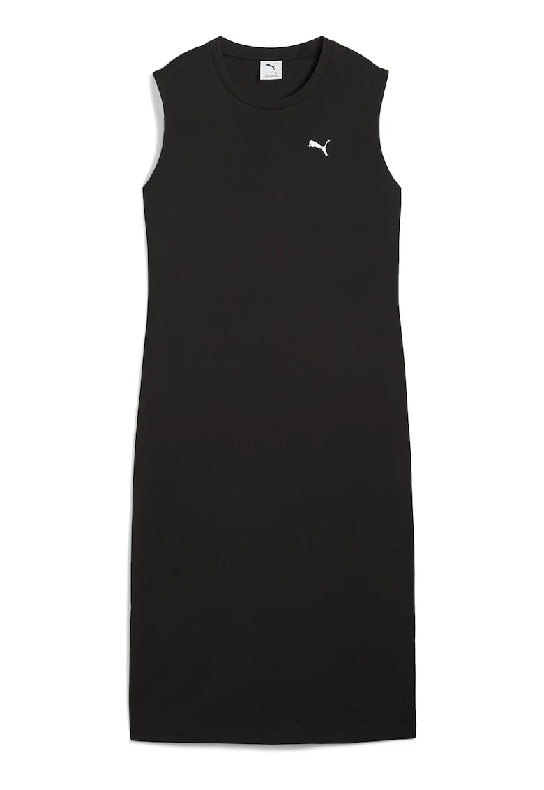 Rochie fara maneci cu logo discret, Negru