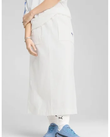 Fusta maxi cu logo discret, Alb