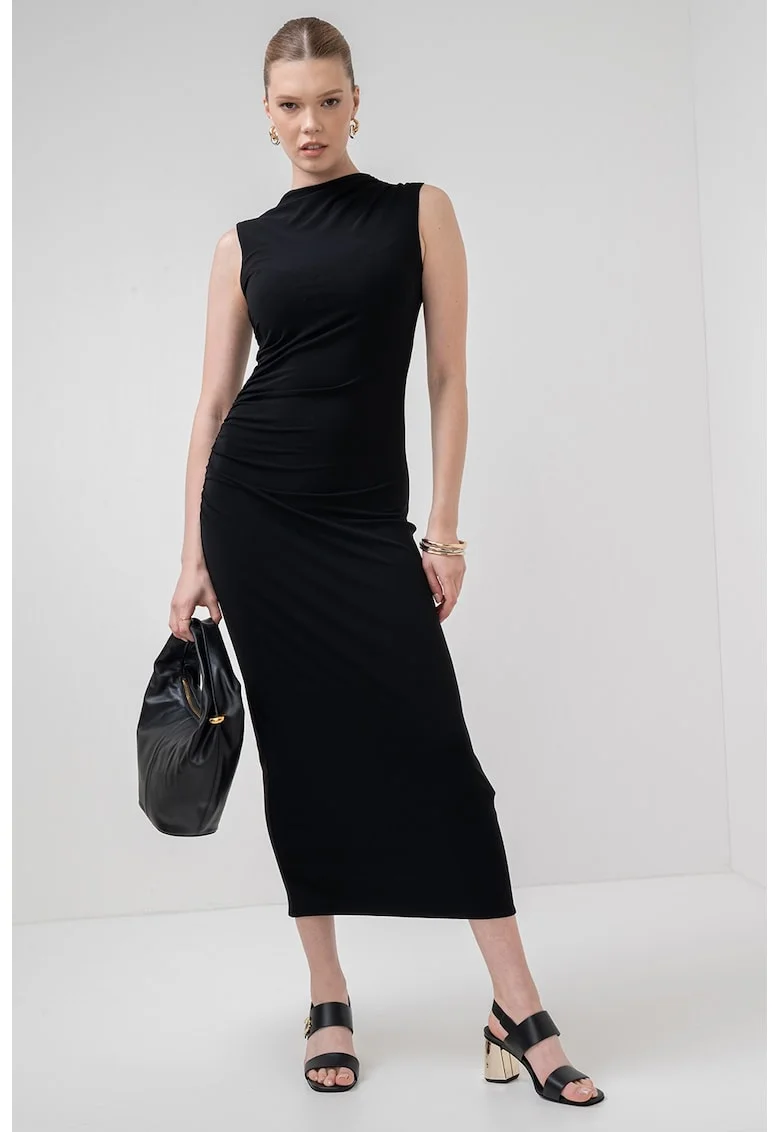 Rochie midi fara maneci Nef, Negru
