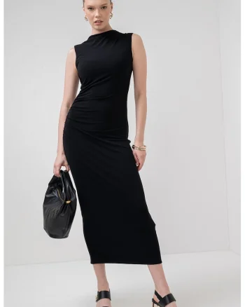 Rochie midi fara maneci Nef, Negru