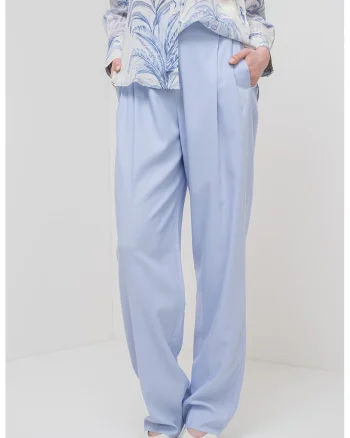 Pantaloni drepti cu talie inalta, Albastru pastel