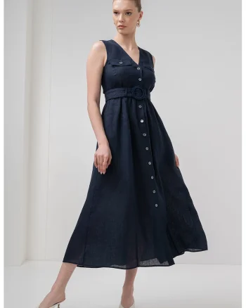 Rochie midi evazata Picchio, Bleumarin