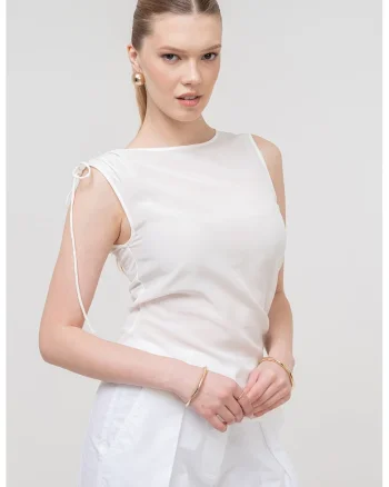 Bluza slim fit de matase, Alb
