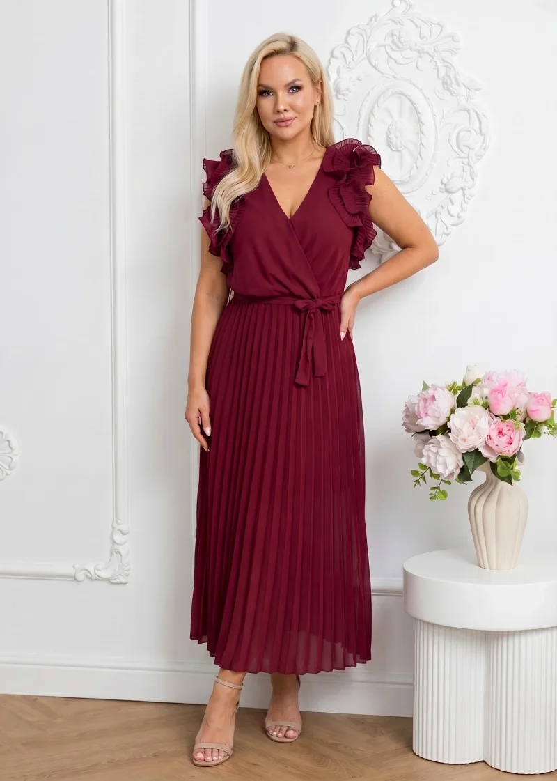 Rochie lunga eleganta cu pliuri ...