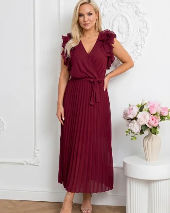 Rochie lunga eleganta cu pliuri ...